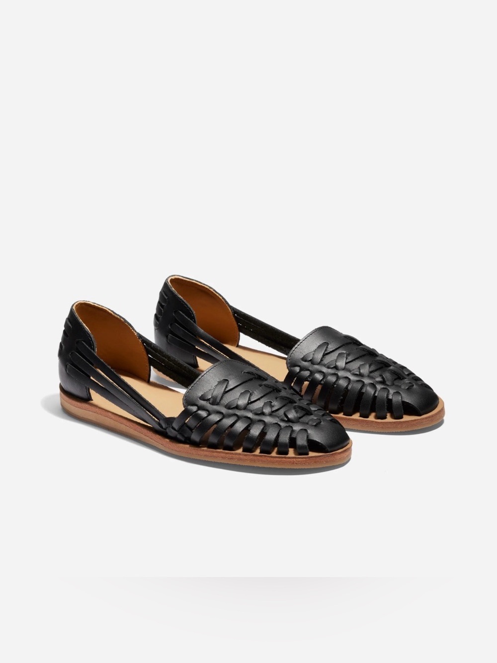 Nisolo Women’s Huarache Leather Sandals, Black, 9.5, Excellent Condition